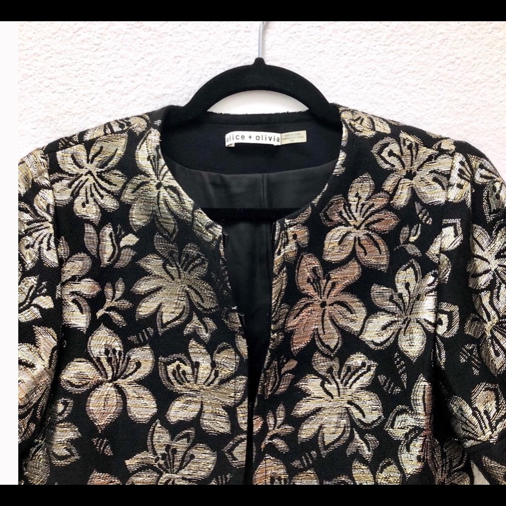Alice + Olivia Floral Brocade Crop Jacket